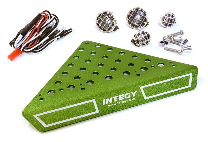 C27026GREEN Roof Top Alloy Armor Protection Plate w/ Lights for 1/10 Scale Crawler (W=148mm) - Image 1