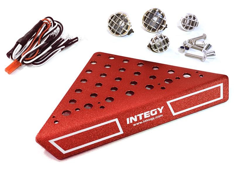C27026RED Roof Top Alloy Armor Protection Plate w/ Lights for 1/10 Scale Crawler (W=148mm) - Image 1