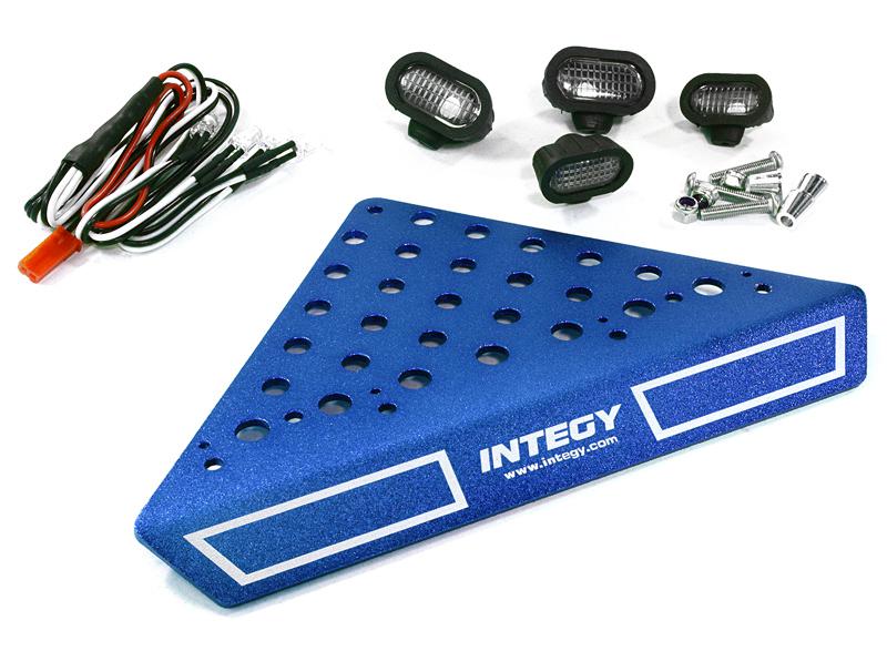 C27027BLUE Roof Top Alloy Armor Protection Plate w/ Lights for 1/10 Scale Crawler (W=148mm) - Image 1