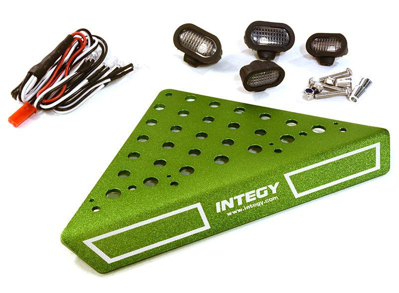 C27027GREEN Roof Top Alloy Armor Protection Plate w/ Lights for 1/10 Scale Crawler (W=148mm) - Image 1