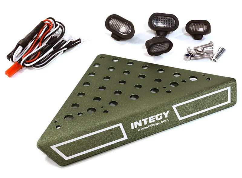 C27027GUN Roof Top Alloy Armor Protection Plate w/ Lights for 1/10 Scale Crawler (W=148mm) - Image 1