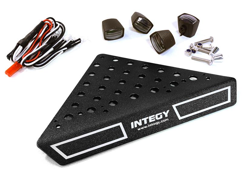 C27028BLACK Roof Top Alloy Armor Protection Plate w/ Lights for 1/10 Scale Crawler (W=148mm) - Image 1