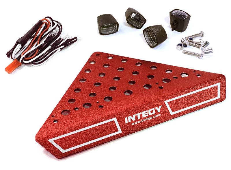 C27028RED Roof Top Alloy Armor Protection Plate w/ Lights for 1/10 Scale Crawler (W=148mm) - Image 1