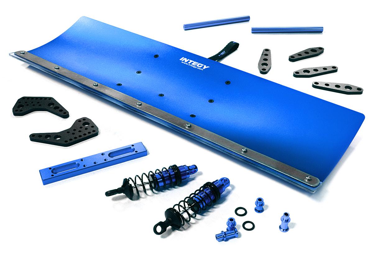 C27059BLUE Alloy Machined Snowplow Kit for Traxxas 1/10 Scale E-Maxx Brushless - Image 1