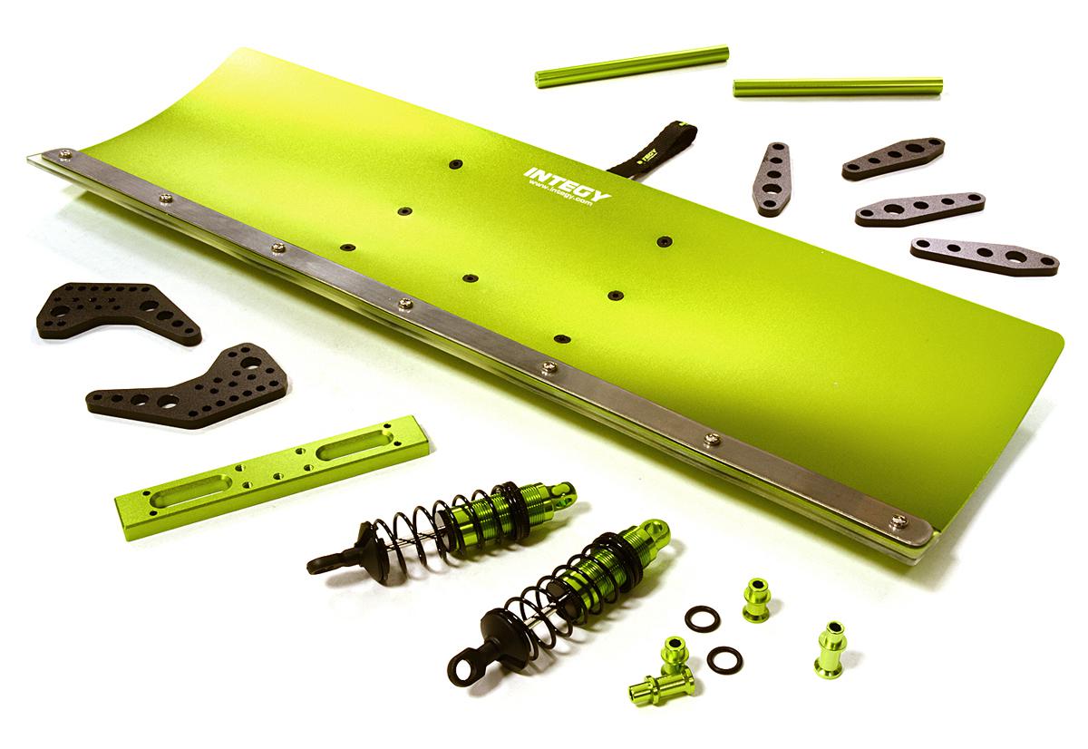 C27059GREEN Alloy Machined Snowplow Kit for Traxxas 1/10 Scale E-Maxx Brushless - Green - Image 1