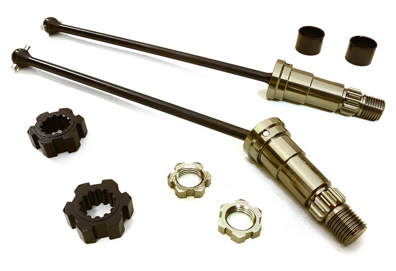 C27072GREY Universal Drive Shafts w/ +12mm Ext. Stub Axles (2) for TRX X-Maxx 4X4 7750 7751 - Image 1