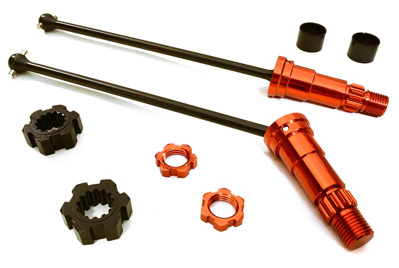 C27072RED Universal Drive Shafts w/ +12mm Ext. Stub Axles (2) for TRX X-Maxx 4X4 7750 7751 - Image 1