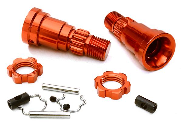 C27095RED Billet Machined +0mm Ext. Stub Axles for C27070, C27071 & C27072 - Image 1