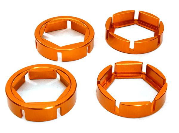 C27098ORANGE Machined Wheel Hex Outer Reinforcement Ring Set(4) for Traxxas X-Maxx 4X4 7771 - Image 1