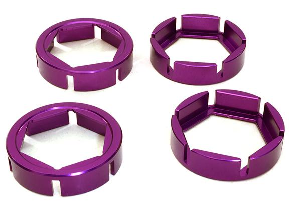 C27098PURPLE Machined Wheel Hex Outer Reinforcement Ring Set(4) for Traxxas X-Maxx 4X4 7771 - Image 1