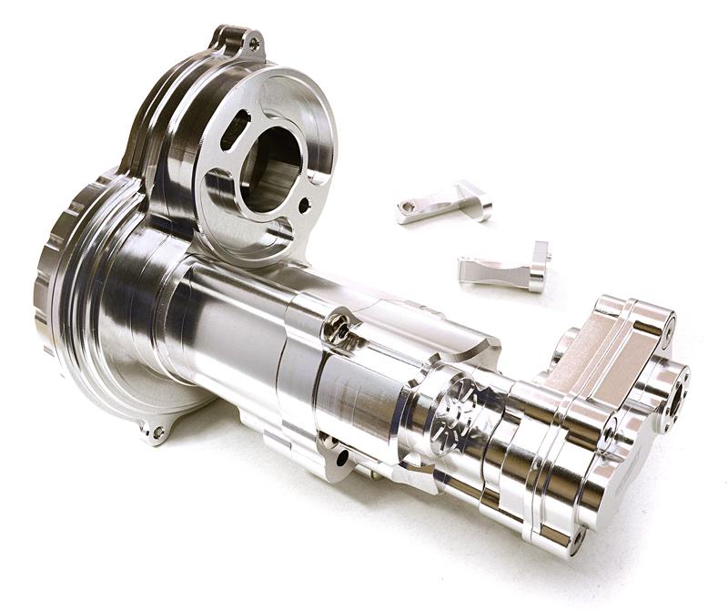 C27126SILVER Billet Machined Alloy Gearbox Housing for Axial SCX10 II w/ LCG Transfer Case - Image 1