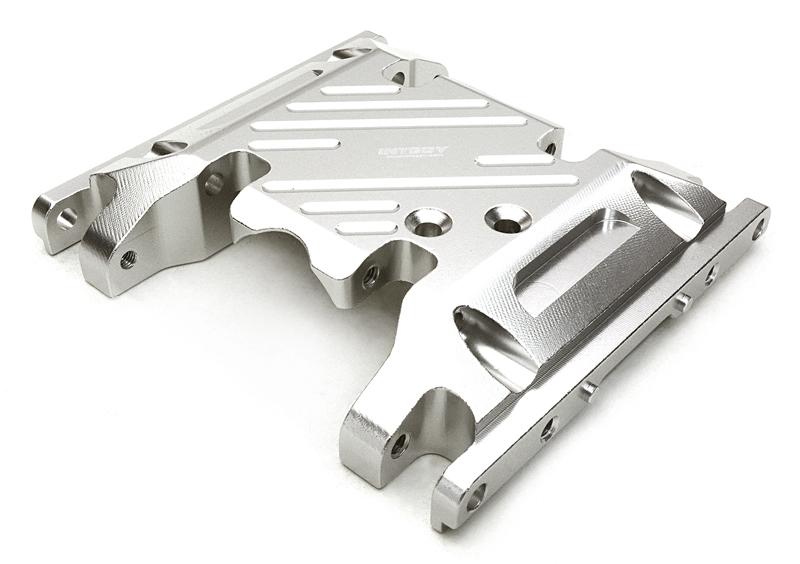C27127SILVER Billet Machined Alloy Center Skid Plate for Axial SCX10 II w/ LCG Transfer Case - Image 1