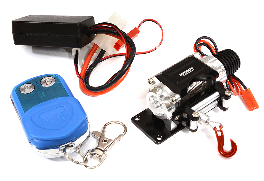C27159SILVER Billet Machined T3 Realistic Mega Winch w/Wireless Module for 1/10 Scale Crawler - Image 1