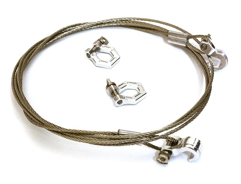 C27171SILVER Realistic Steel Tow Cable & Tow Hooks w/ Bow Shackle for 1/10 Off-Road Crawler - Image 1