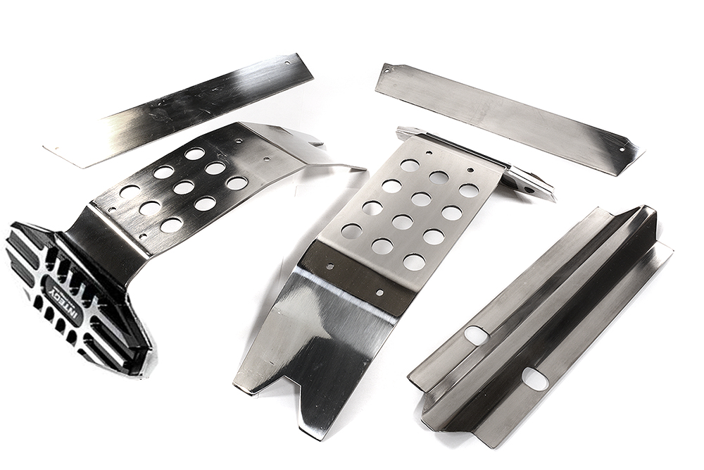 C27189BLACK Stainless Steel (Req. Polishing) Skid Plate Set for Traxxas X-Maxx 4X4 7744 7745 - Image 1