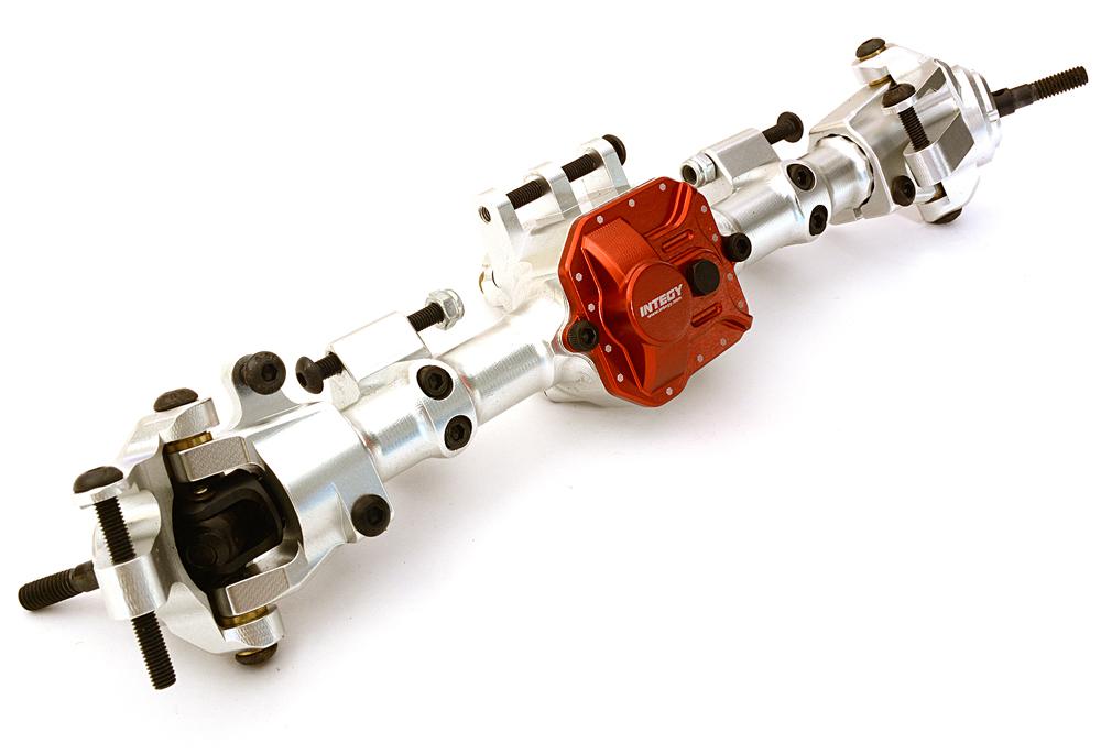 C27213SILVERRED Billet Machined Complete Front Axle Assembly w/Internals for 1/10 SCX10 II 90046 - Image 1