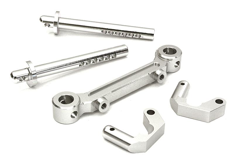 C27295SILVER Billet Machined Front Body Mount Bracket w/ Posts for Axial 1/10 Yeti Rock Racer - Image 1