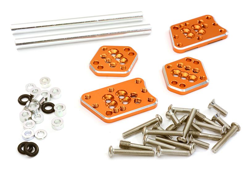 C27306ORANGE Billet Machined Adjustable Shock Mount Plate (4) for Axial 1/10 SCX10 II - Image 1