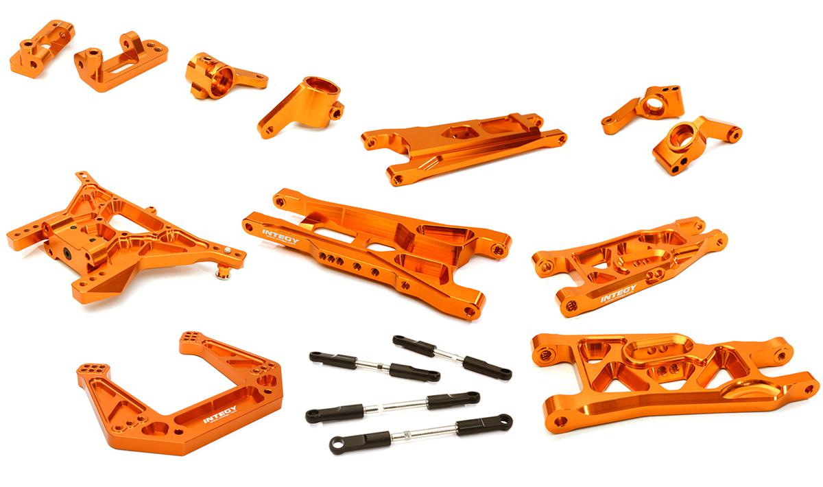 C27629ORANGE Billet Machined Alloy Suspension Kit for 1/10 Stampede 2WD, Rustler 2WD, Bigfoot - Image 1