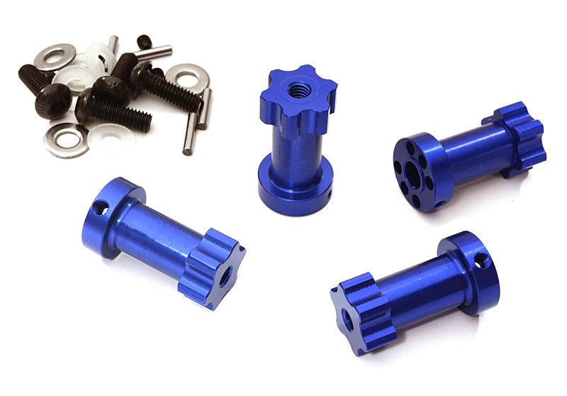 C28017BLUE 12mm Hex Extended Wheel (4) Hub 22mm Thick for Most Traxxas 1/10 - Image 1
