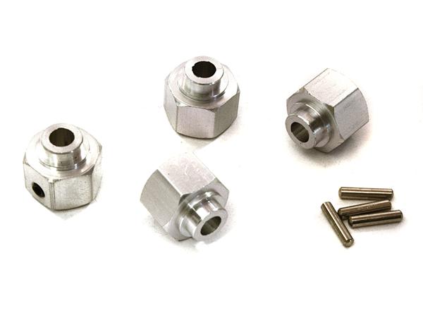 C28056SILVER 12mm Hex Wheel (4) Hub 8mm Thick for Axial 1/10 Wraith 2.2 & RR10 Bomber 4WD - Image 1