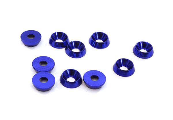 C28129BLUE Billet Machined M3 Size Color Concave Alloy Washer Kit 10pcs - Image 1