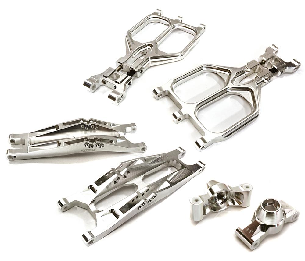 C28155SILVER Billet Machined Rear Suspension Set for 1/10 T-Maxx/E-Maxx 3903/5/8, 4907/8 - Image 1