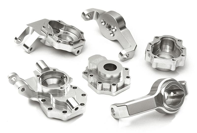 C28201SILVER Machined Alloy Front Portal Housings & Uprights for Traxxas 1/10 TRX-4 - Image 1