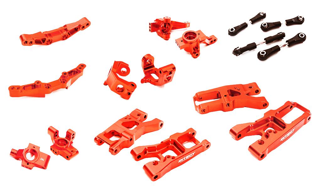 C28347RED Red Billet Machined Suspension Conversion Upgrade Kit for Traxxas 1/10 4-Tec 2.0 - Image 1
