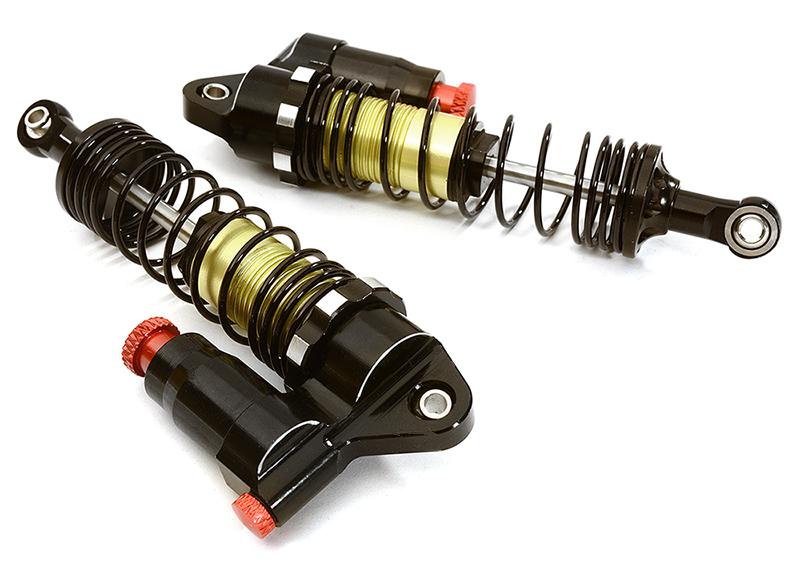 C28384BLACK Alloy 90mm Piggyback Shock(2) w/ Rebound Adjust for SCX-10, SCX10 II & SCX10 III - Image 1
