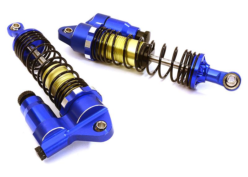 C28384BLUE Alloy 90mm Piggyback Shock(2) w/ Rebound Adjust for SCX-10, SCX10 II & SCX10 III - Image 1