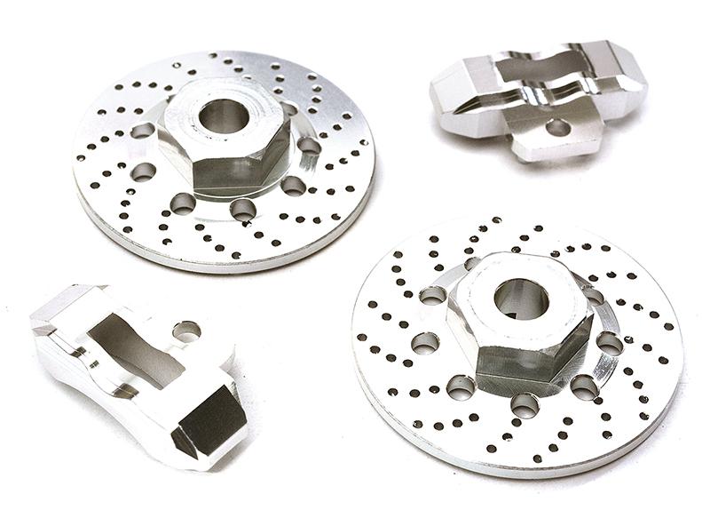 C28425SILVER Realistic Silver Alloy Rear Brake Disc for Traxxas 1/10 4-Tec 2.0 (2-Pack) - Image 1