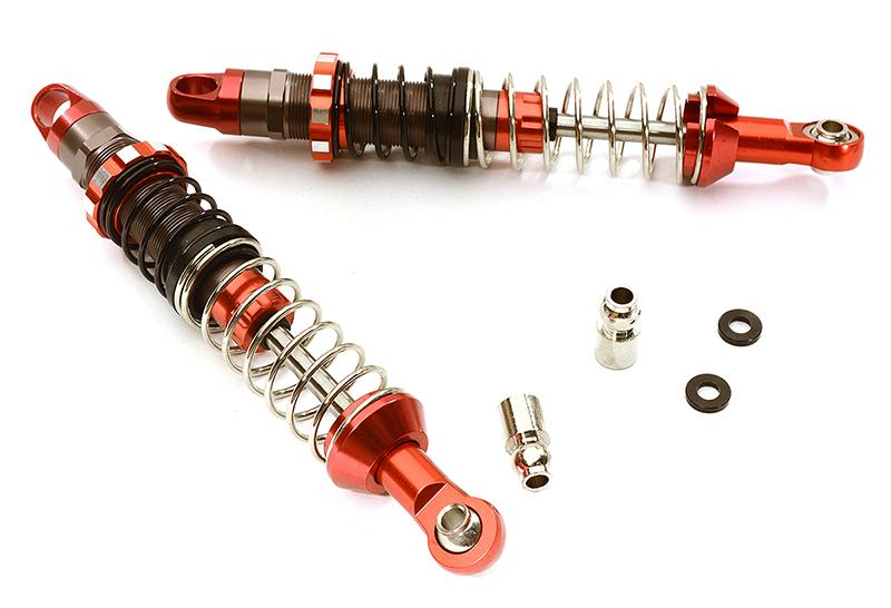 C28480RED 90mm Billet Machined Alloy Shocks for Axial 1/10 SCX-10, SCX10 II & SCX10 III - Image 1