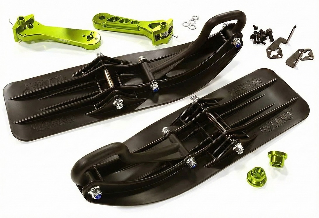 C28552GREEN Front Sled Ski Attachment Set for Axial 1/8 Yeti XL (for RWD Operation) - Image 1
