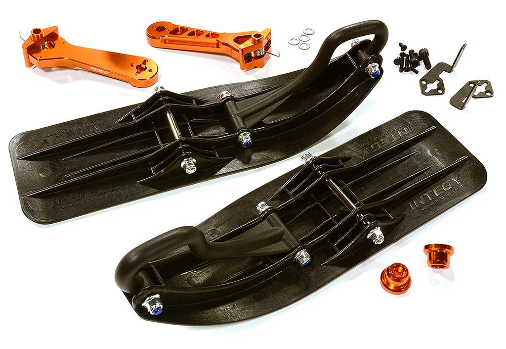 C28552ORANGE Front Sled Ski Attachment Set for Axial 1/8 Yeti XL (for RWD Operation) - Image 1