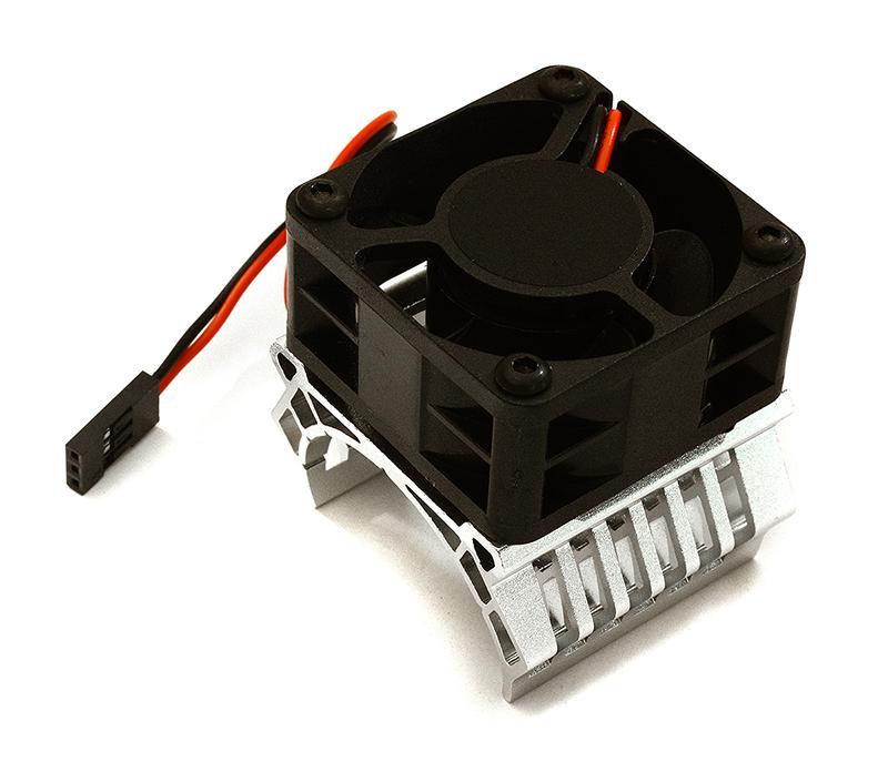 C28597SILVER 36mm Motor Heatsink+40x40mm Cooling Fan 16k rpm for Most 1/10 On-Road & Off-Road - Image 1