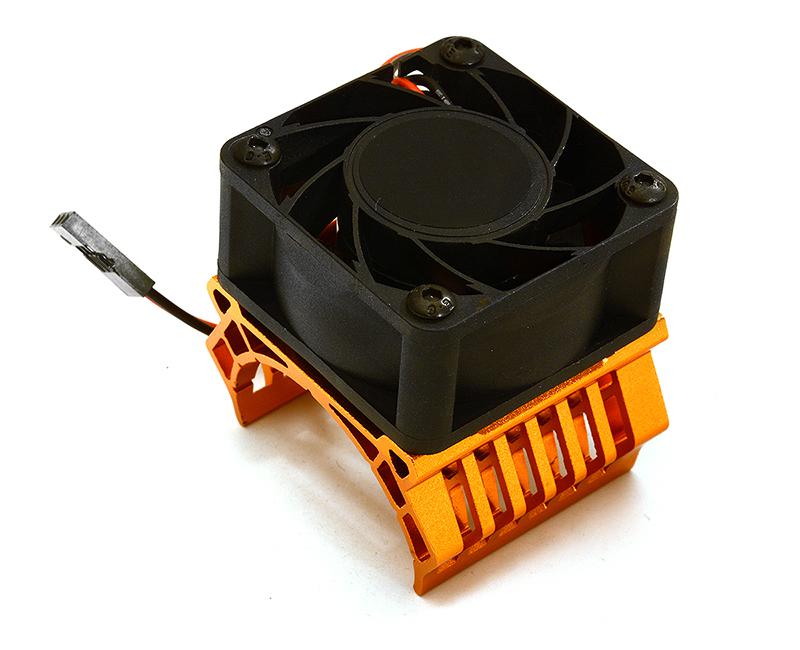C28598ORANGE 36mm Motor Heatsink+40x40mm Cooling Fan 17k rpm for Most 1/10 On-Road & Off-Road - Image 1