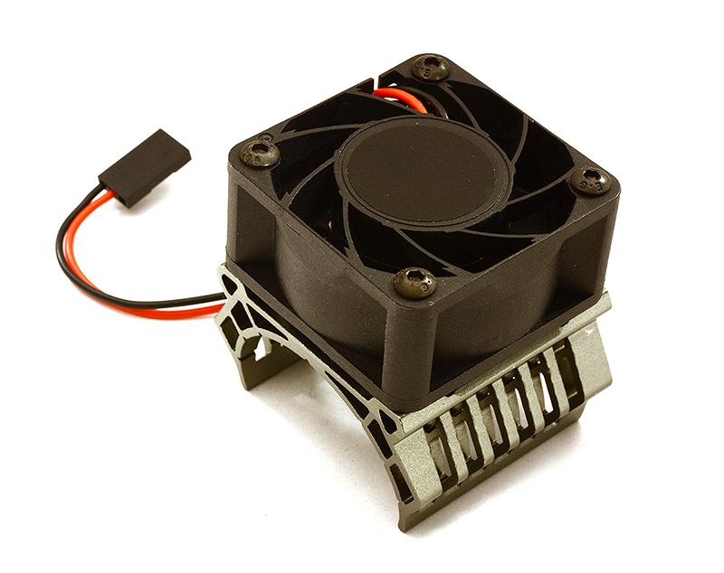C28600GREY 36mm Motor Heatsink+40x40mm Cooling Fan 17k rpm for 1/10 TR-MT10E & TRX-4 - Image 1