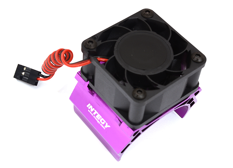 C28604PURPLE 42mm Motor Heatsink+40x40mm Cooling Fan 17k rpm for 1/10 Summit & E-Revo - Image 1