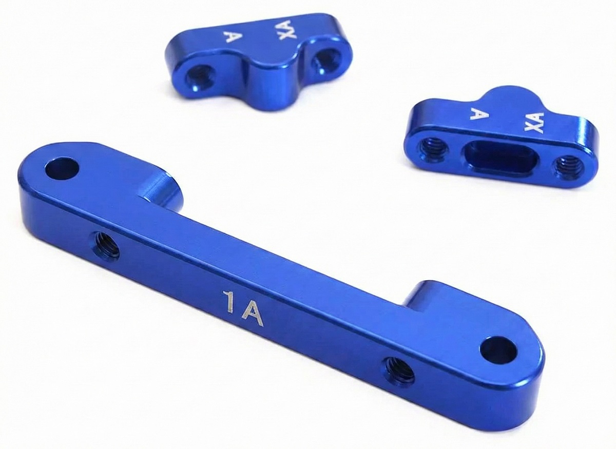 C28639BLUE Billet Machined Alloy Front Suspension Mount Set for Tamiya 1/10 TA07 PRO - Image 1