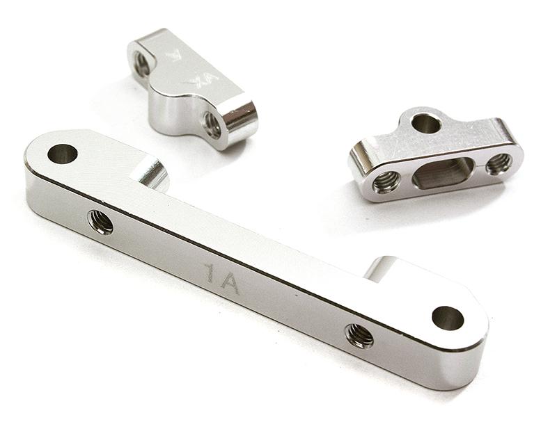 C28639SILVER Billet Machined Alloy Front Suspension Mount Set for Tamiya 1/10 TA07 PRO - Image 1