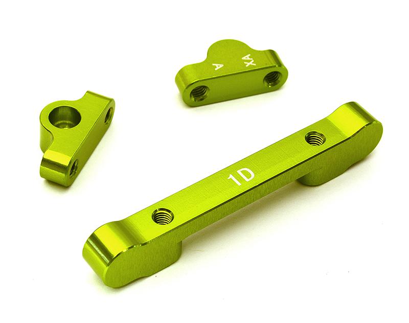 C28640GREEN Billet Machined Alloy Rear Suspension Mount Set for Tamiya 1/10 TA07 PRO - Image 1