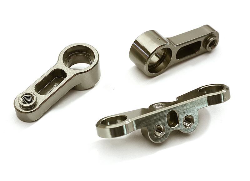 C28641GREY Billet Machined Alloy Steering Bellcrank for Tamiya 1/10 TA07 PRO - Image 1