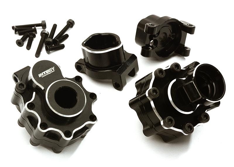 C28699BLACK Billet Machined Alloy Rear Portal Drive Housing Set w/ Mount for Traxxas TRX-4 - Image 1