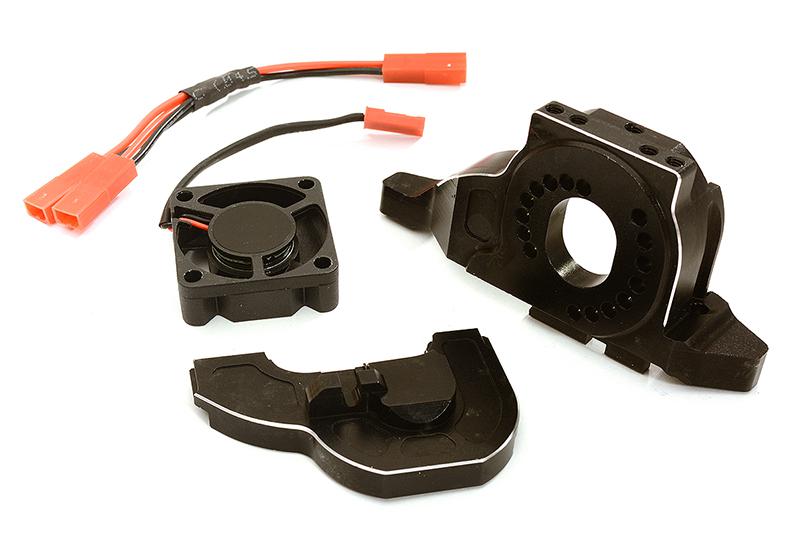 C28714BLACK Alloy Motor Mount w/ Cooling Fan for TRX-4 Scale & Trail Crawler - Image 1