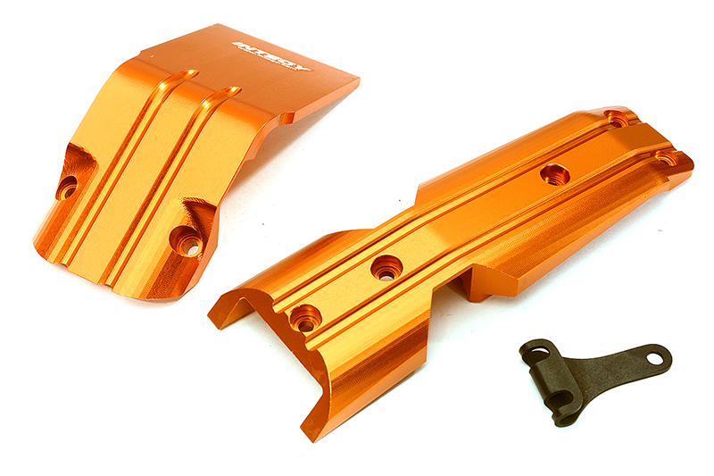C28798ORANGE Billet Machined Alloy Front Skid Plates (2) for Traxxas 1/10 E-Revo 2.0 8637 - Image 1