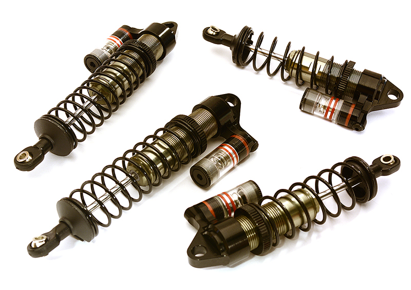 C28802GREY Piggyback Shock Set (4) for Traxxas 1/10 Slash 2WD & Nitro Slash 3760A 3762A - Image 1