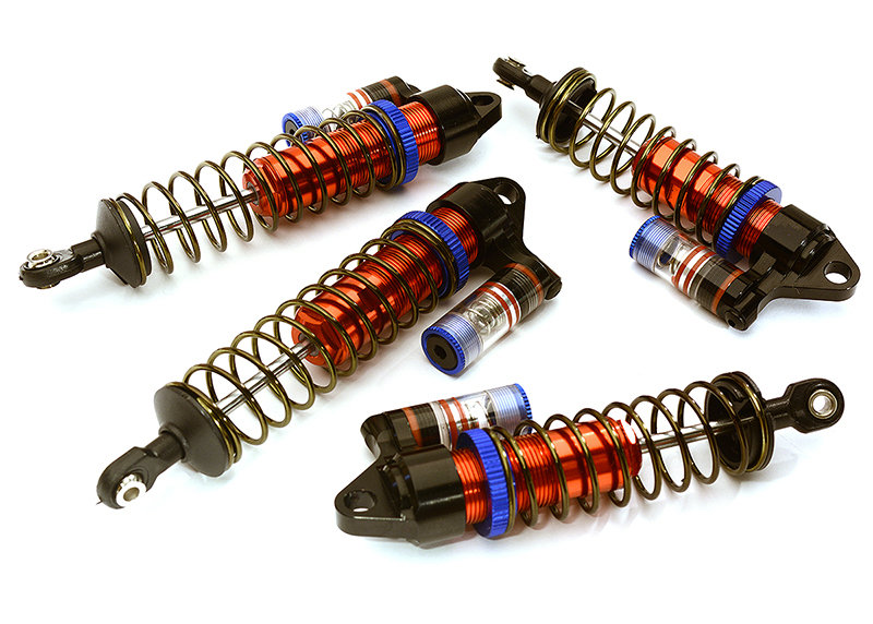 C28803RED Red Billet Machined Piggyback Shock Absorber for Traxxas 1/10 Slash 4X4 (4 pcs) - Image 1