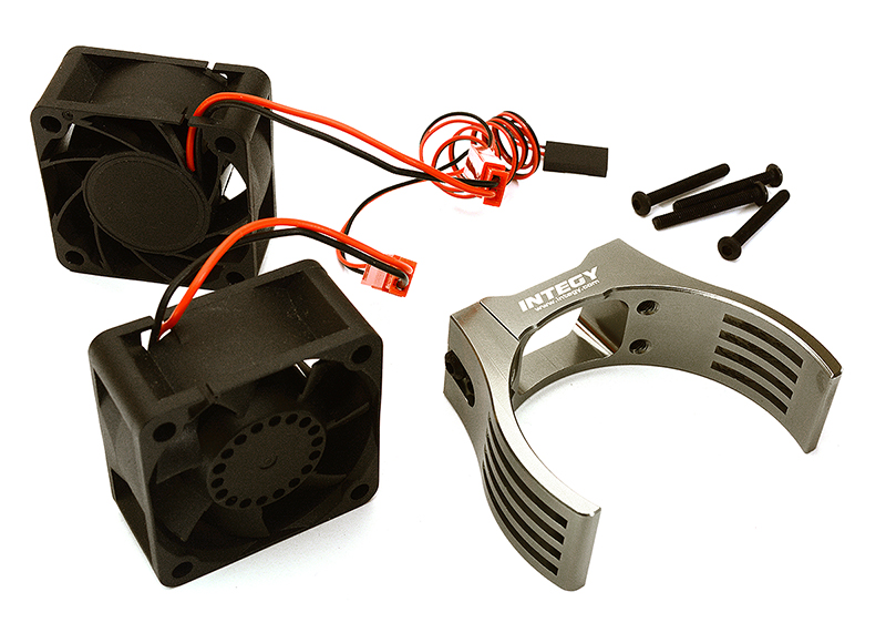 C28852GREY Machined Motor Heatsink & Cooling Fans for Losi 1/5 Desert Buggy XL-E & 2.0 - Image 1