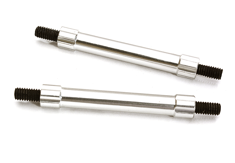 C28877SILVER Billet Machined 45mm Aluminum Linkages (2) M4 Threaded for 1/10 Scale Crawler - Image 1